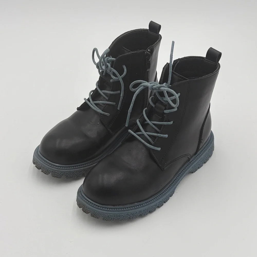 Amazon Kids Black and Blue Lace Up Ankle Boots